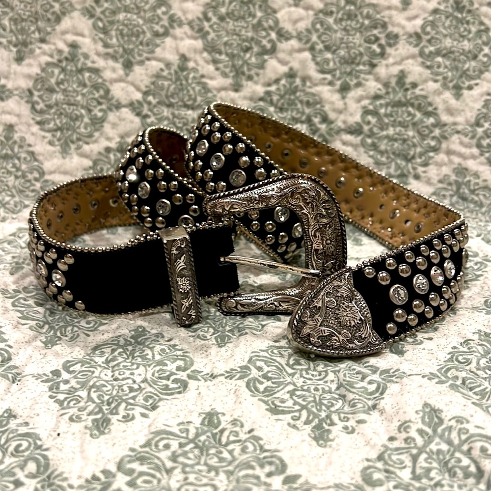 Unbranded black western rhinestone belt waist 34”-39”
